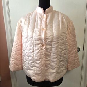 VINTAGE SEARS Pink Quilted Satin Bed Jacket Coquette Romantic
